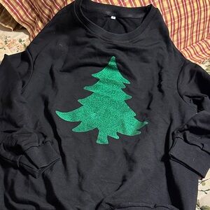 Black Sweatshirt with Green Tree Design